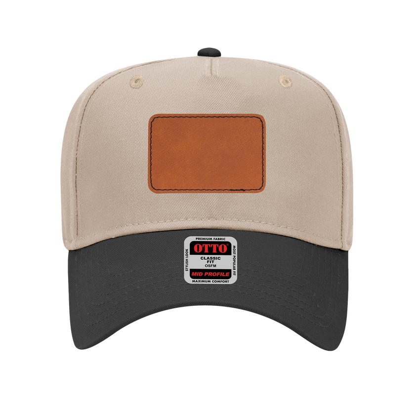 Customizable OTTO 31-069 Mid Profile Cap with PU Leather Patch Front