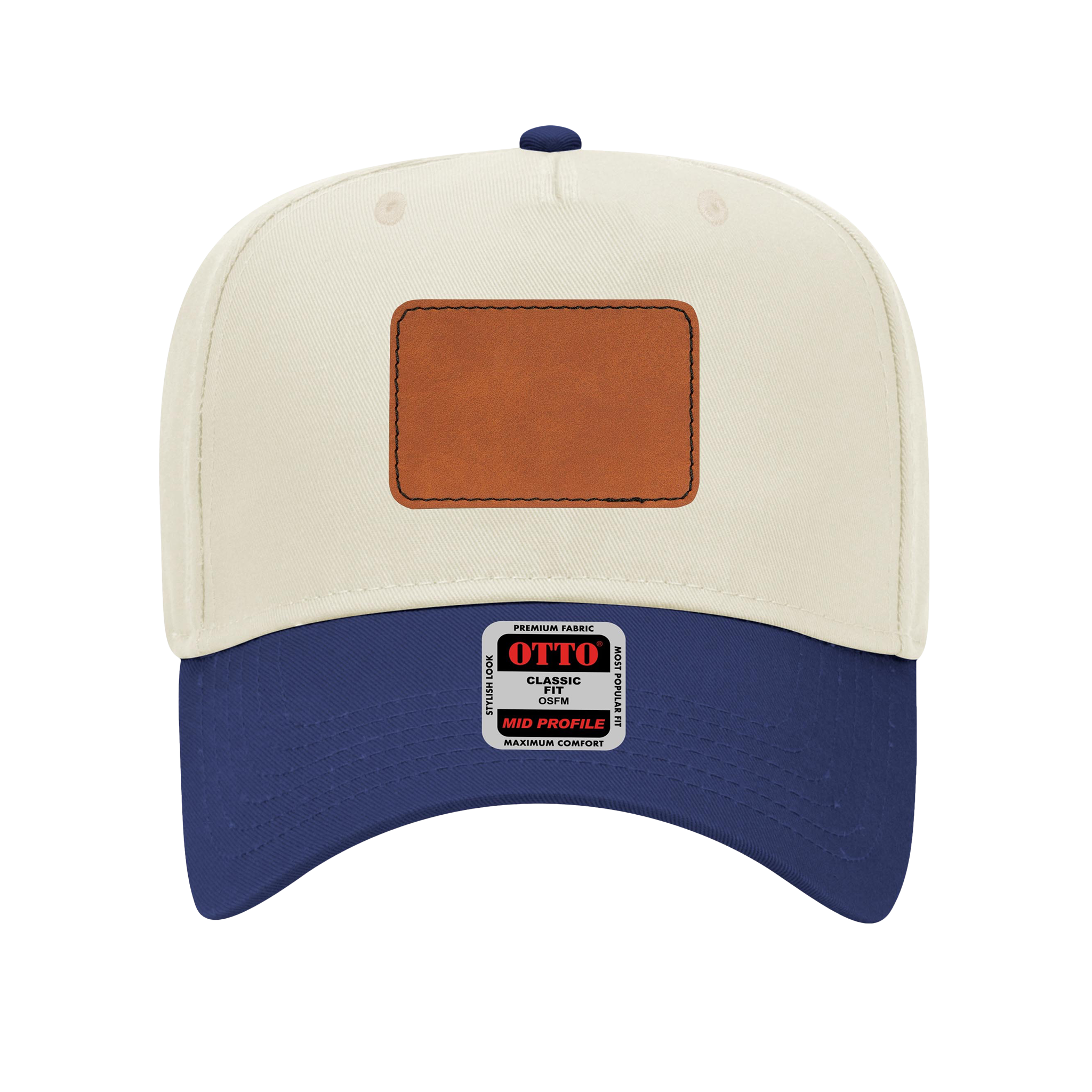 Customizable OTTO 31-069 Mid Profile Cap with PU Leather Patch Front