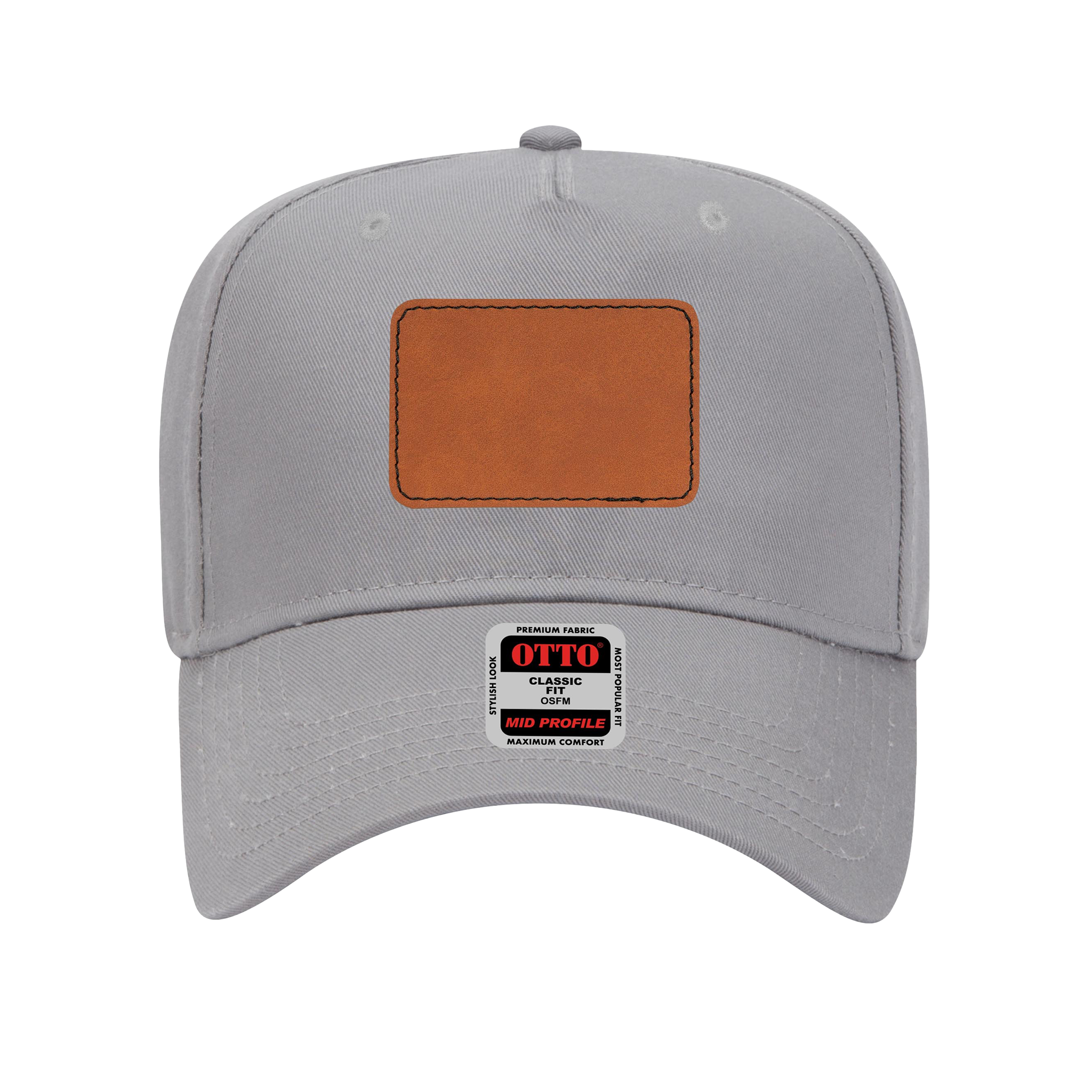 Customizable OTTO 31-069 Mid Profile Cap with PU Leather Patch Front