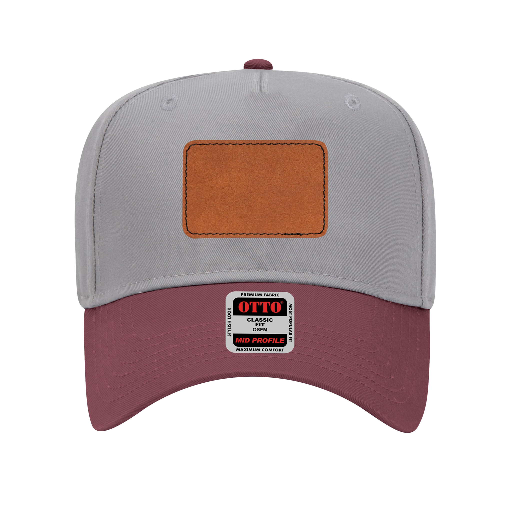 Customizable OTTO 31-069 Mid Profile Cap with PU Leather Patch Front