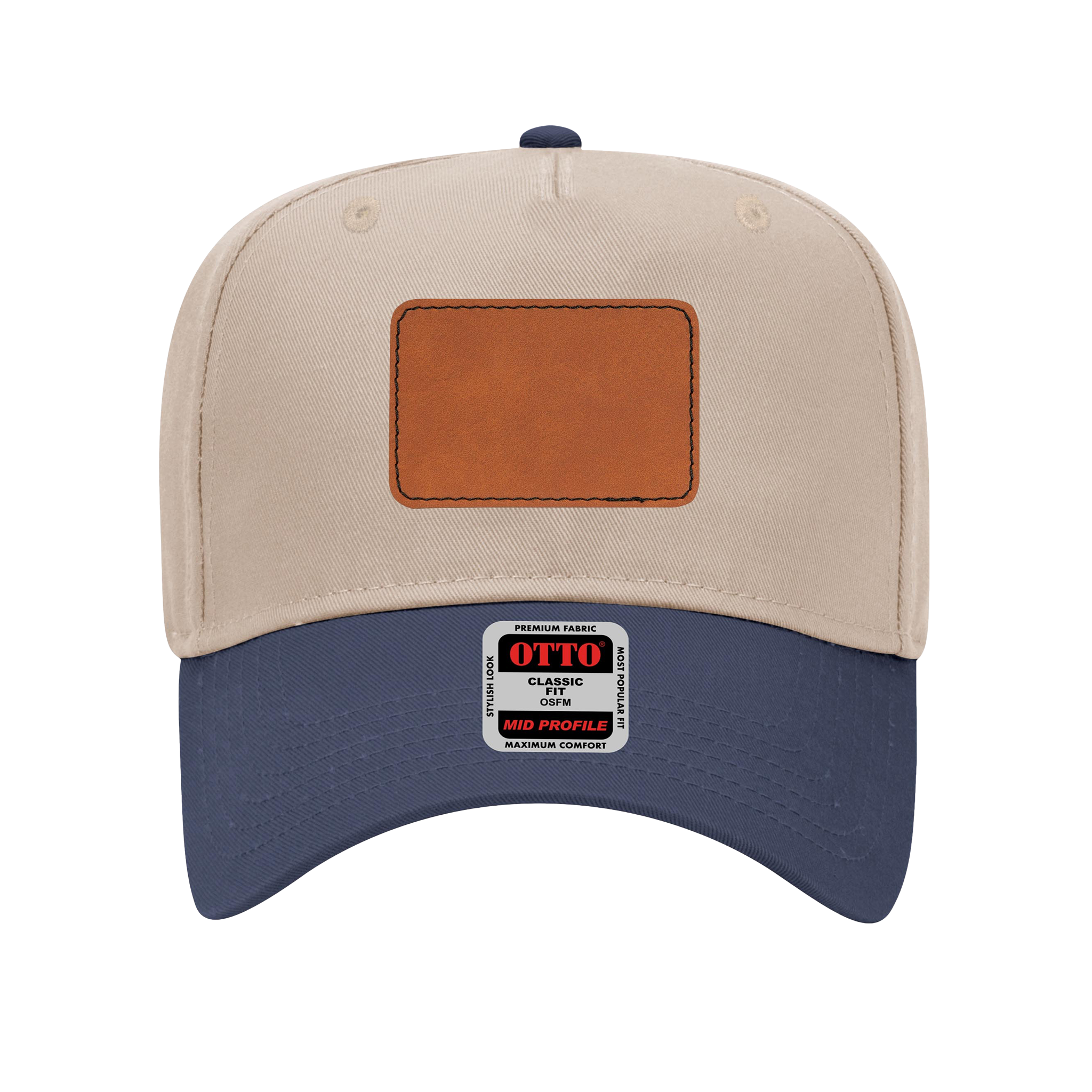 Customizable OTTO 31-069 Mid Profile Cap with PU Leather Patch Front