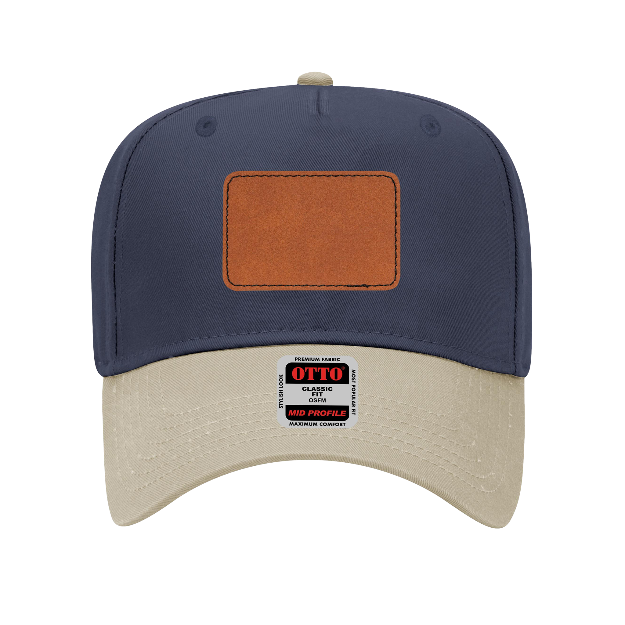Customizable OTTO 31-069 Mid Profile Cap with PU Leather Patch Front