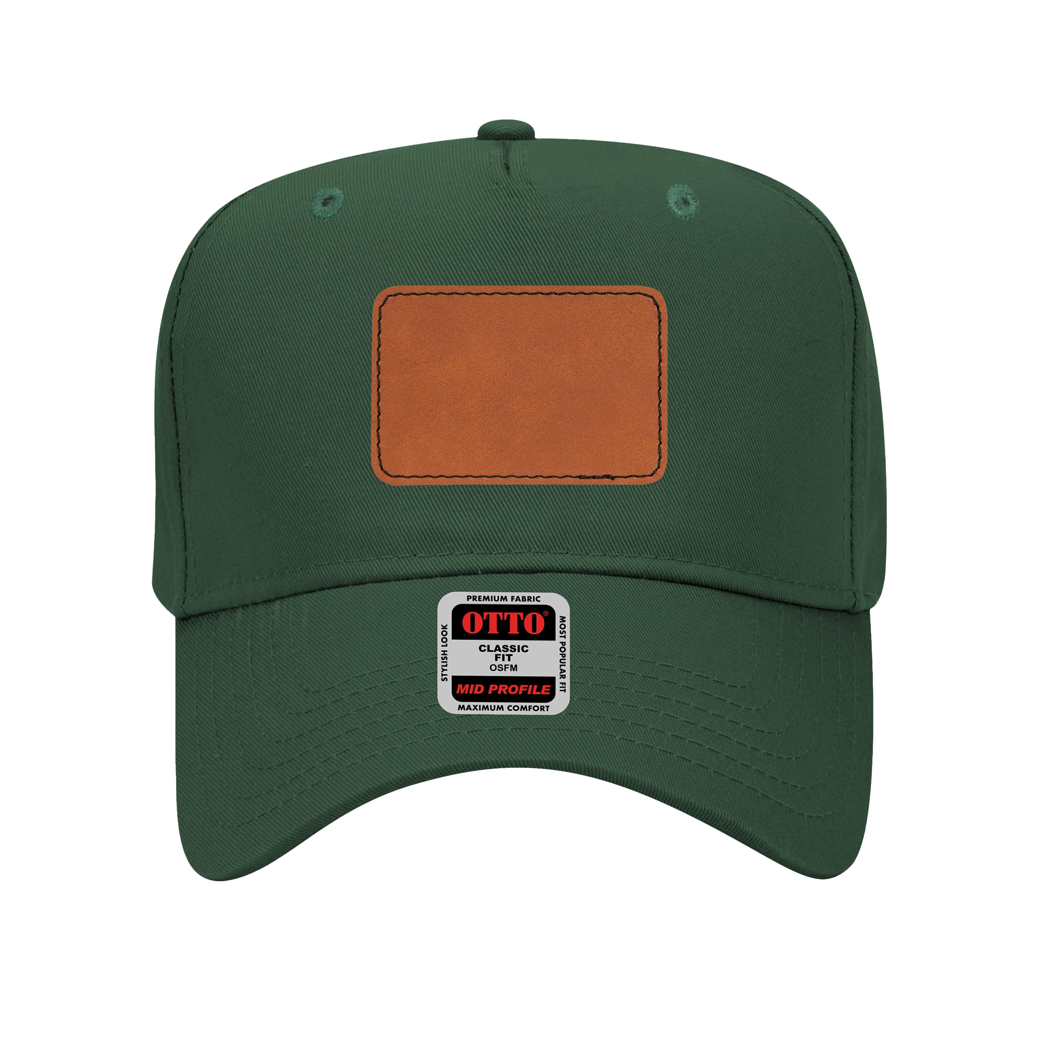 Customizable OTTO 31-069 Mid Profile Cap with PU Leather Patch Front