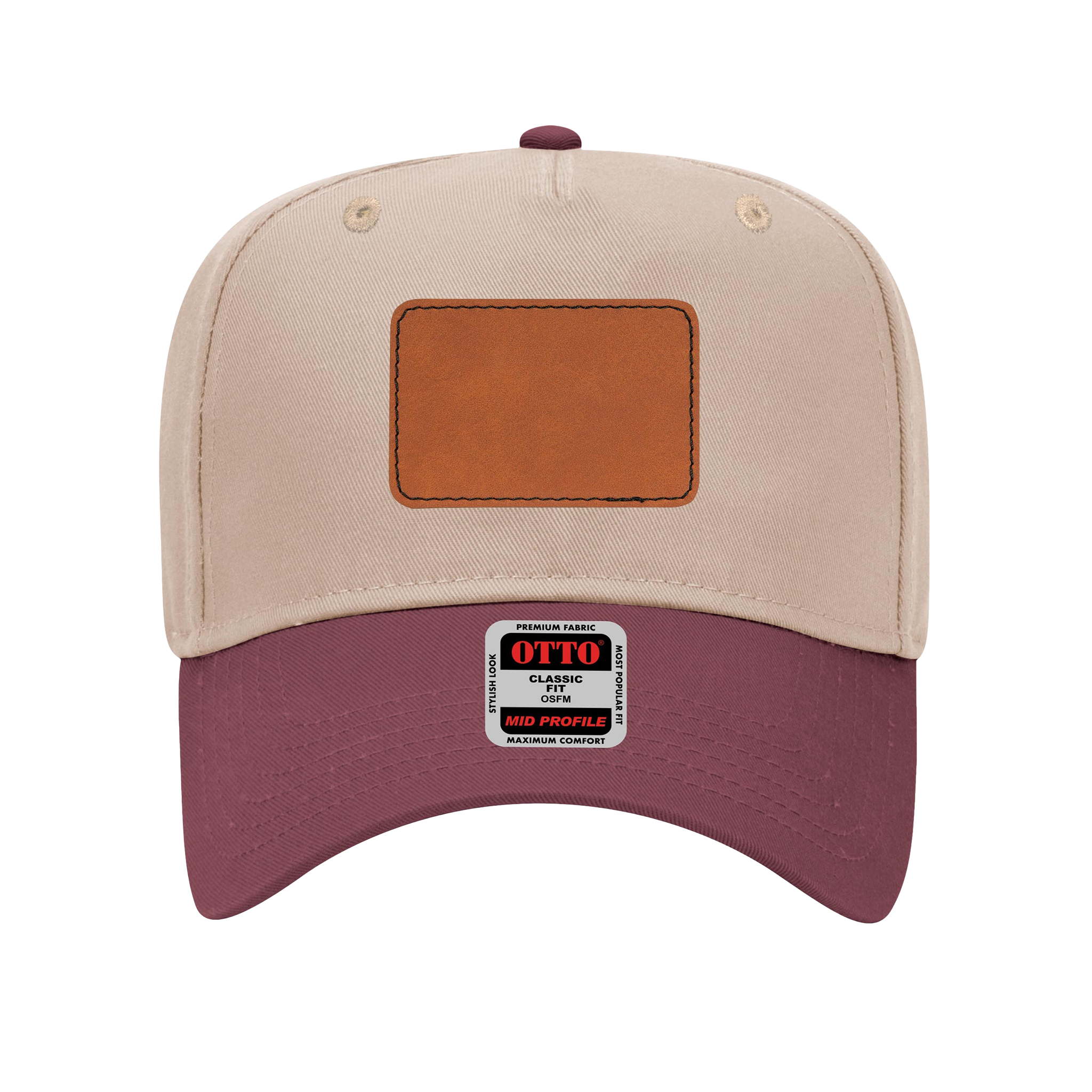 Customizable OTTO 31-069 Mid Profile Cap with PU Leather Patch Front