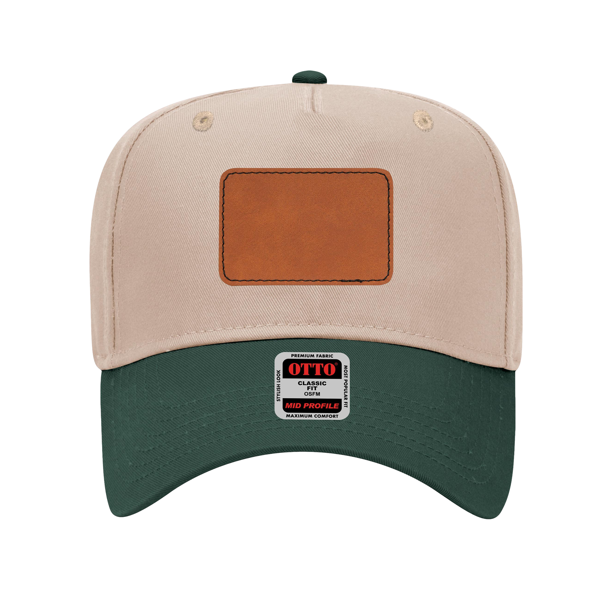 Customizable OTTO 31-069 Mid Profile Cap with PU Leather Patch Front