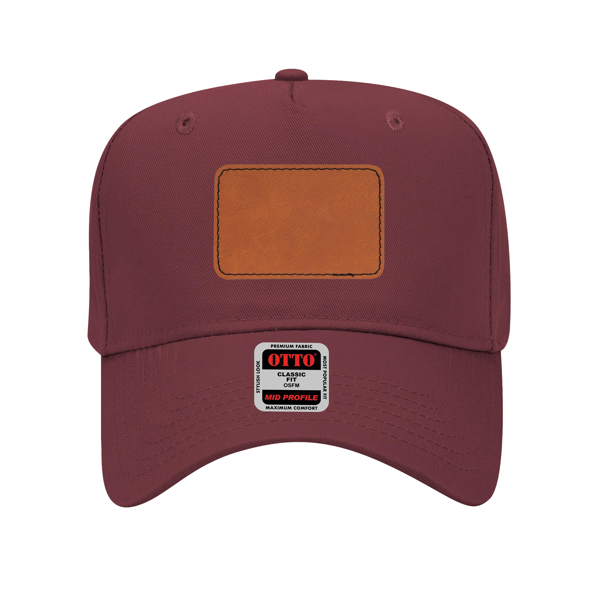 Customizable OTTO 31-069 Mid Profile Cap with PU Leather Patch Front