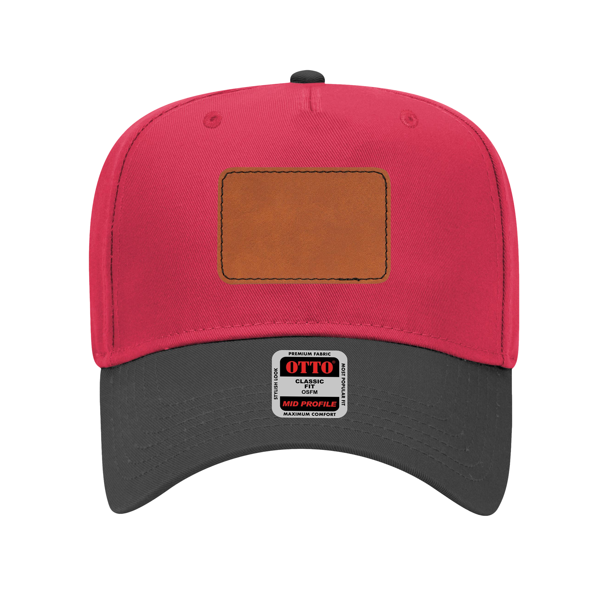 Customizable OTTO 31-069 Mid Profile Cap with PU Leather Patch Front