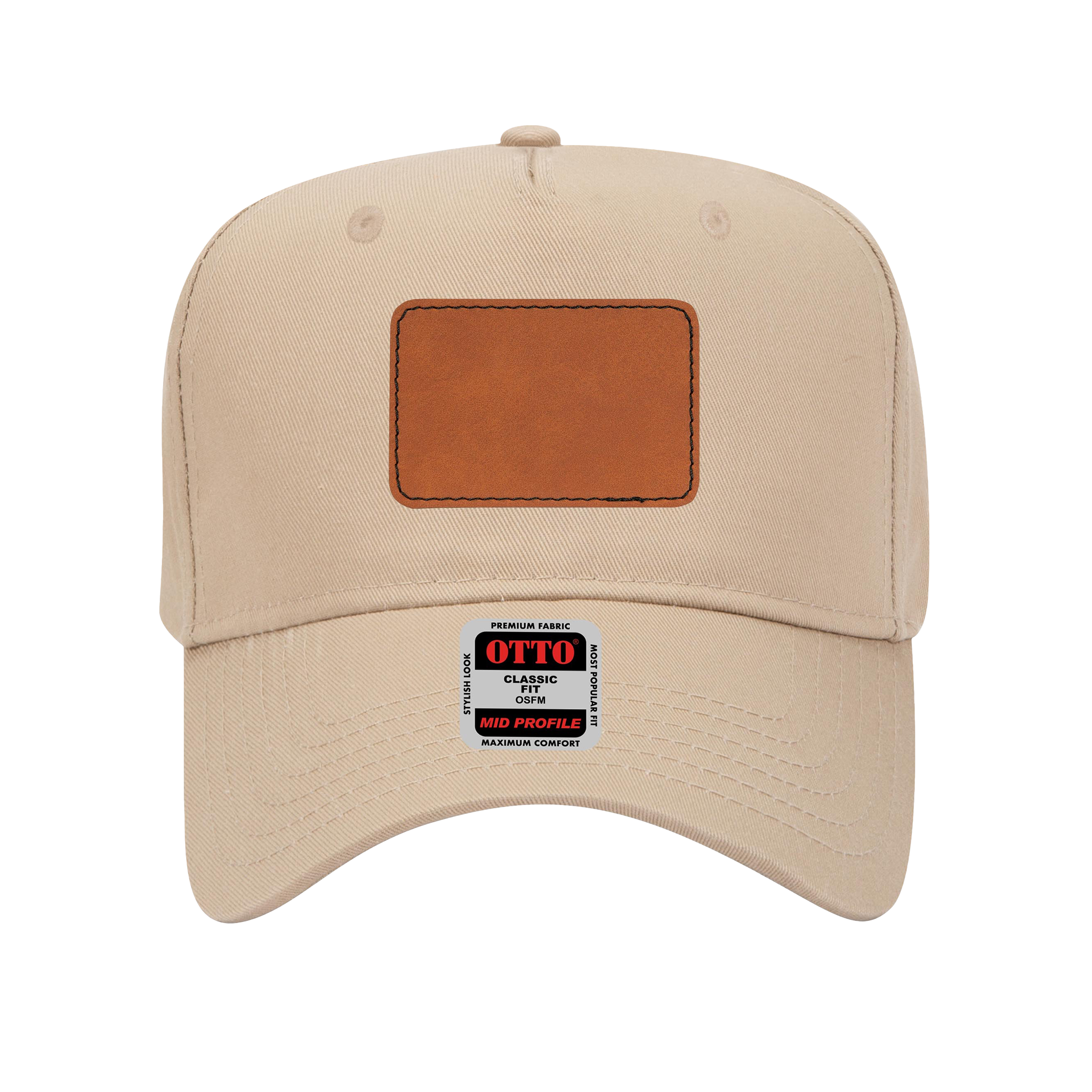 Customizable OTTO 31-069 Mid Profile Cap with PU Leather Patch Front