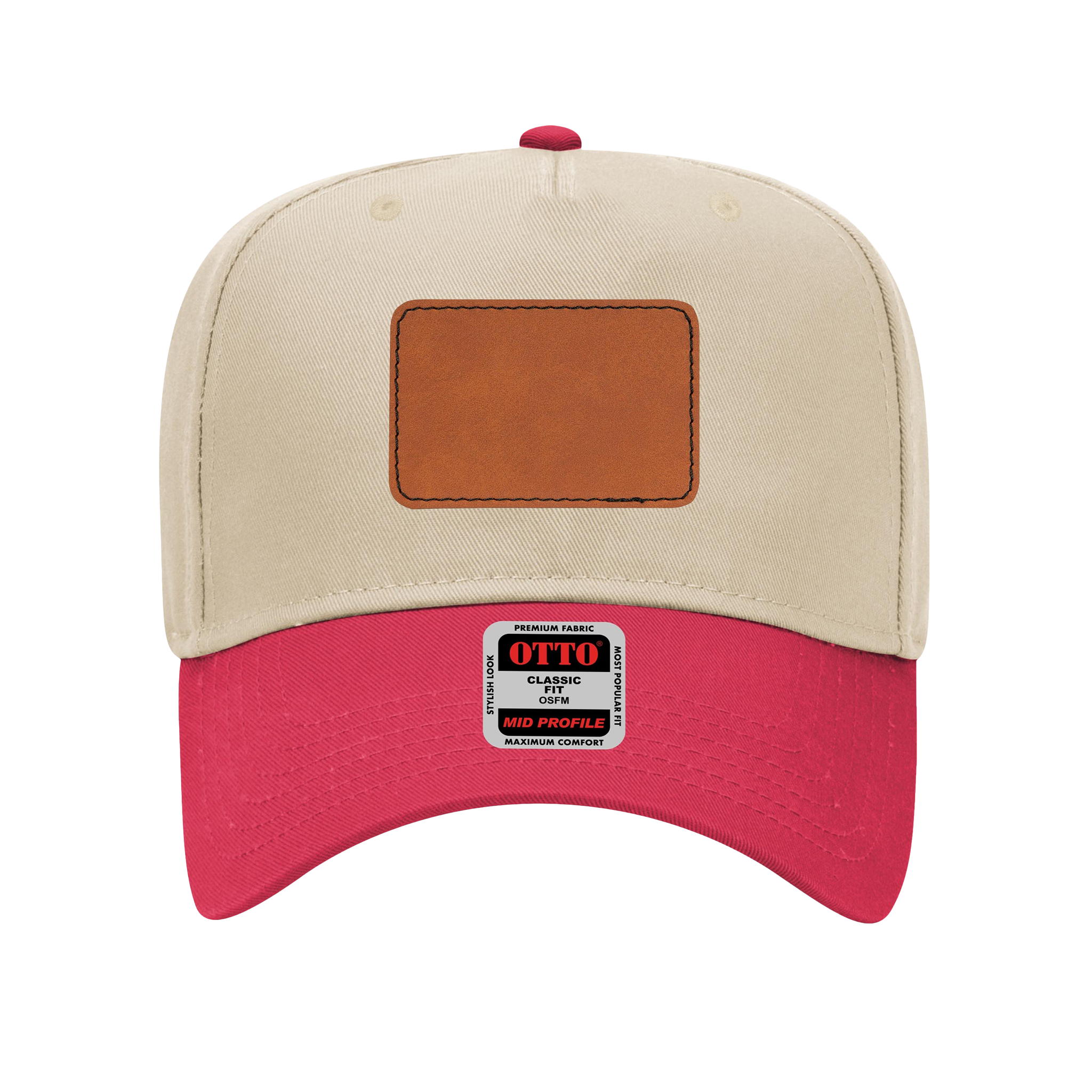 Customizable OTTO 31-069 Mid Profile Cap with PU Leather Patch Front