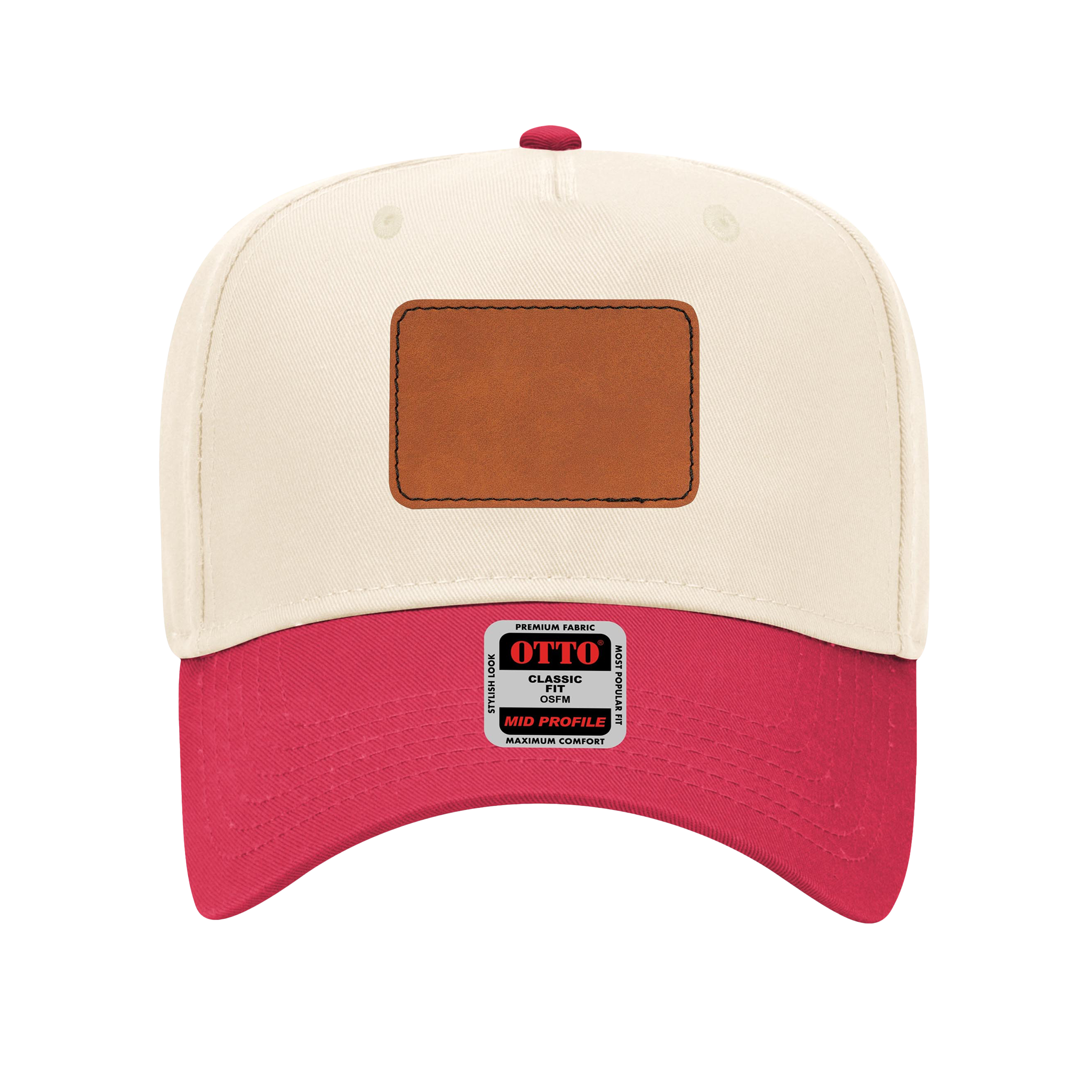 Customizable OTTO 31-069 Mid Profile Cap with PU Leather Patch Front