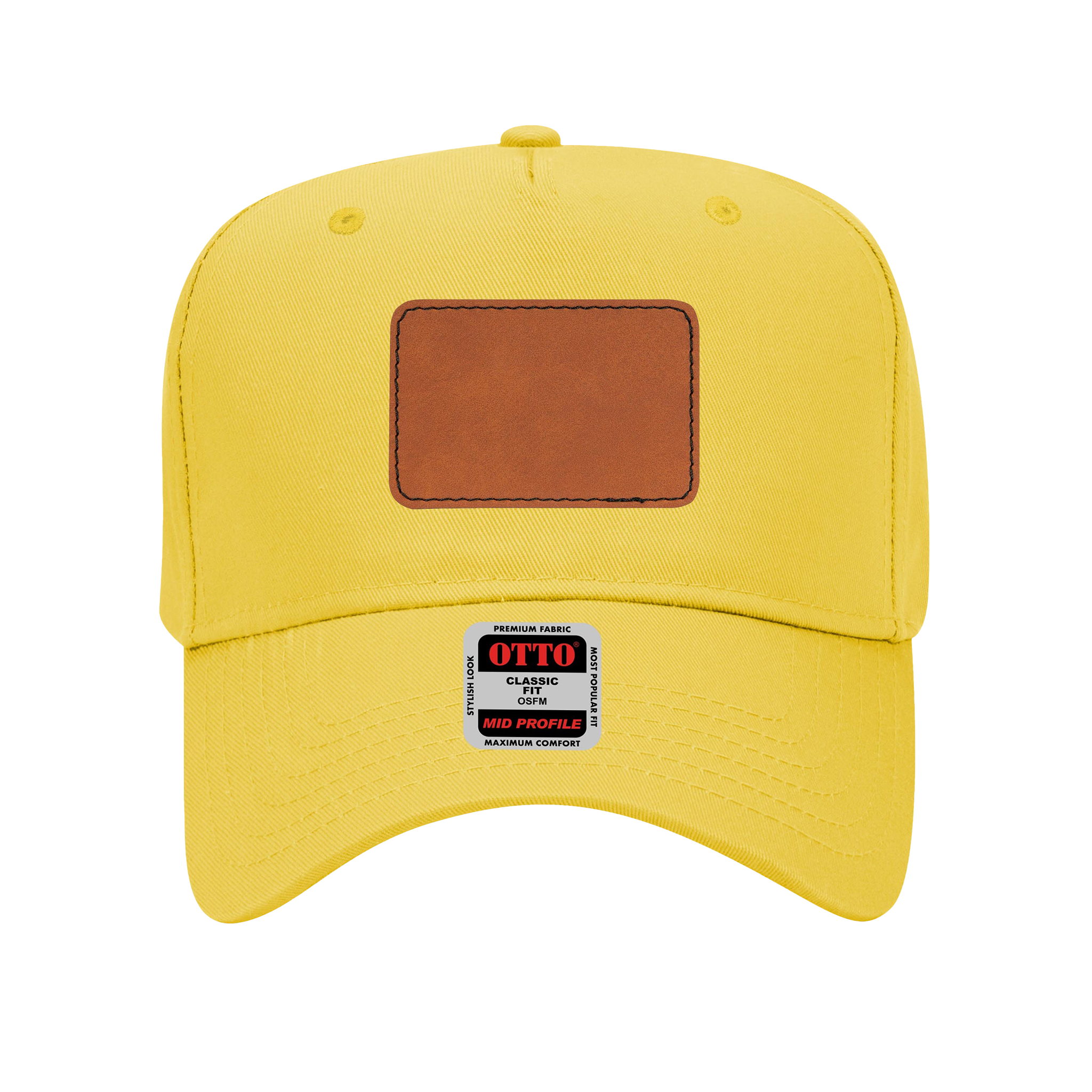 Customizable OTTO 31-069 Mid Profile Cap with PU Leather Patch Front