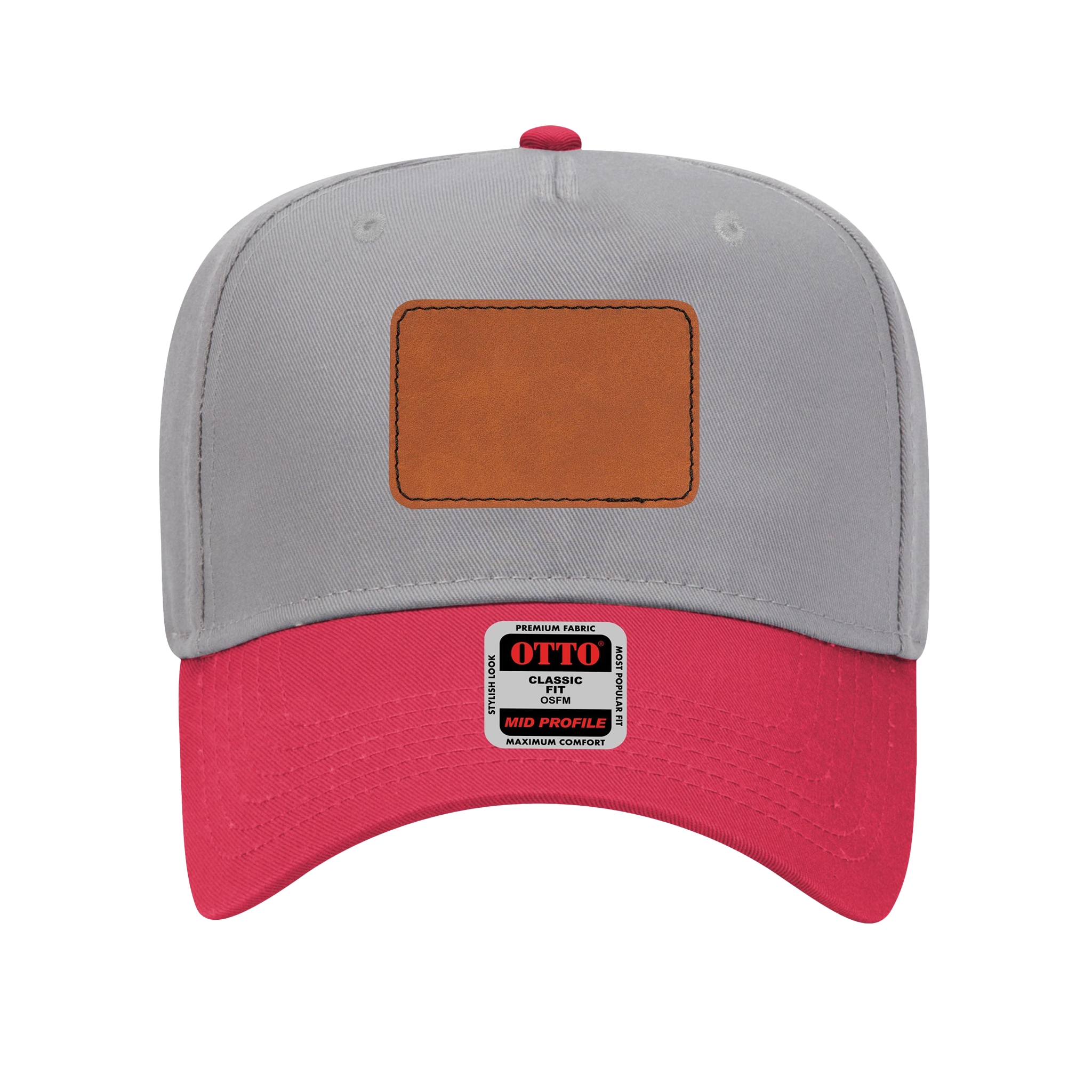 Customizable OTTO 31-069 Mid Profile Cap with PU Leather Patch Front