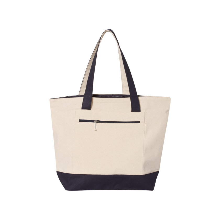 Customizable Q-Tees Q1300 Heavy Canvas Zipper Tote with Front Pocket