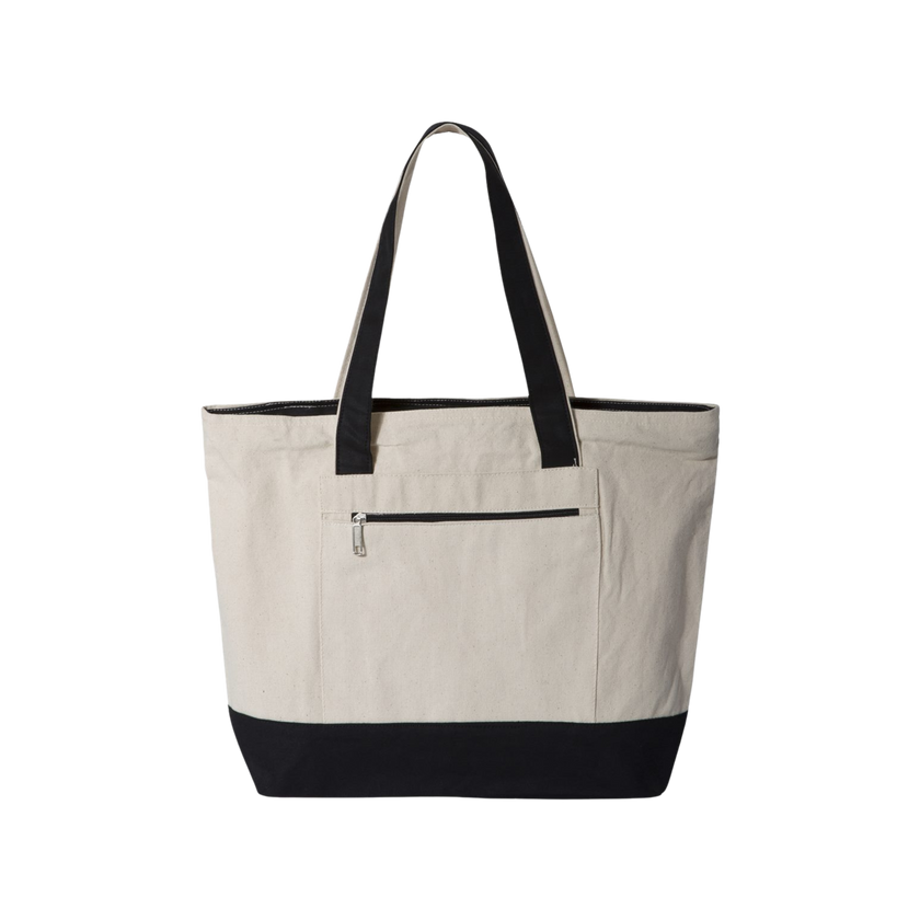 Customizable Q-Tees Q1300 Heavy Canvas Zipper Tote with Front Pocket
