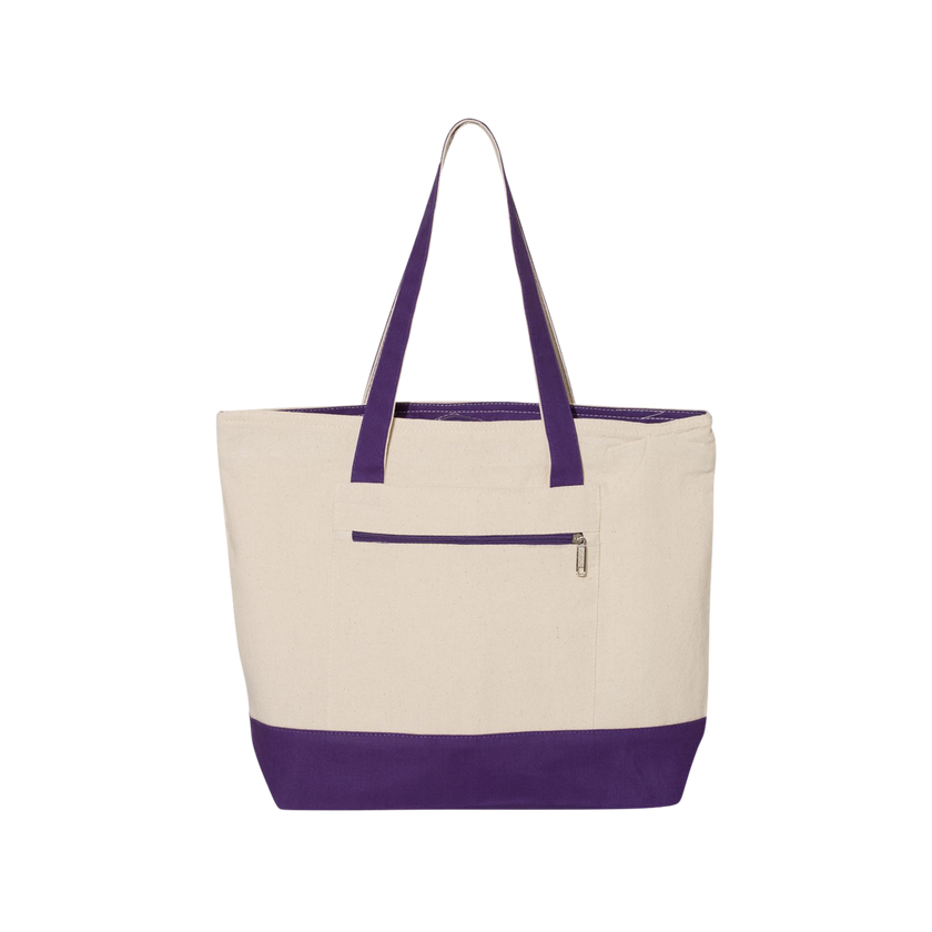 Customizable Q-Tees Q1300 Heavy Canvas Zipper Tote with Front Pocket