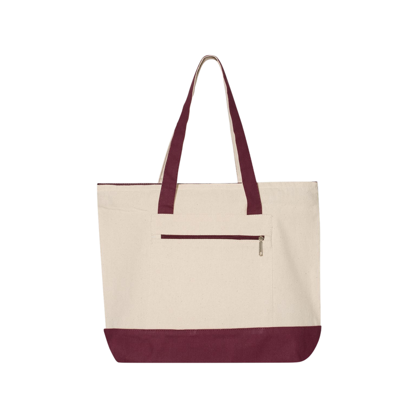 Customizable Q-Tees Q1300 Heavy Canvas Zipper Tote with Front Pocket