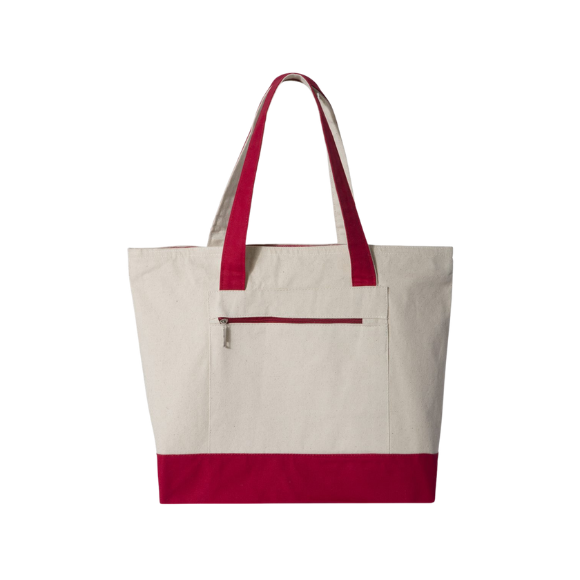 Customizable Q-Tees Q1300 Heavy Canvas Zipper Tote with Front Pocket