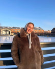 Nameria Faux Fur Mid Length Coat Extended Collar