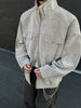 Nameria Mens PU Leather Jacket Stand Collar Zipper Round Hem