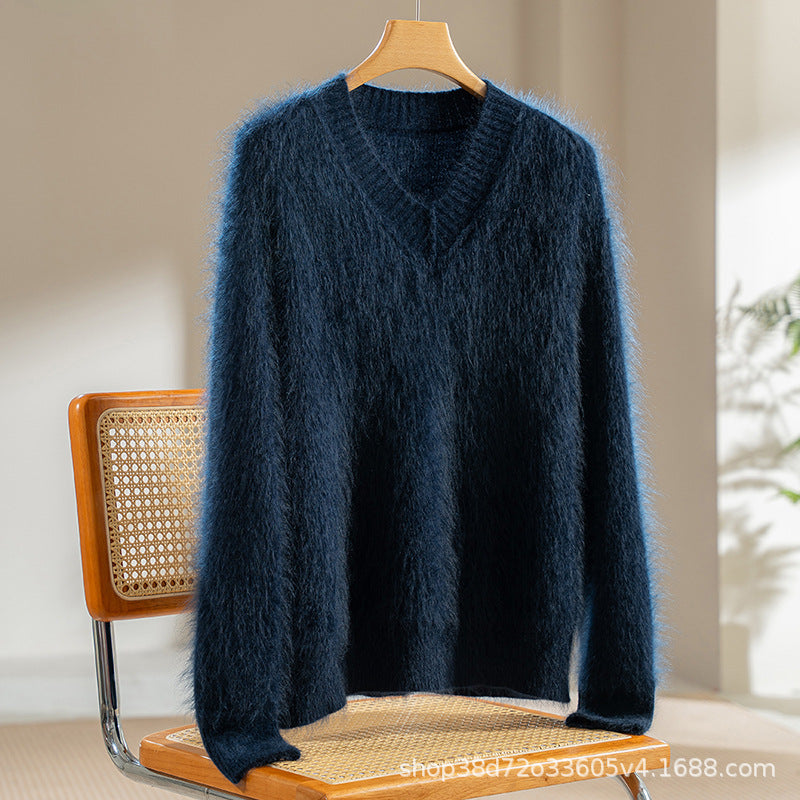 Nameria Womens Cashmere V Neck Sweater Pullover Long Sleeve