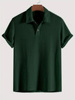 Nameria Men's Lapel Rhombic Knit Short Sleeve Polo