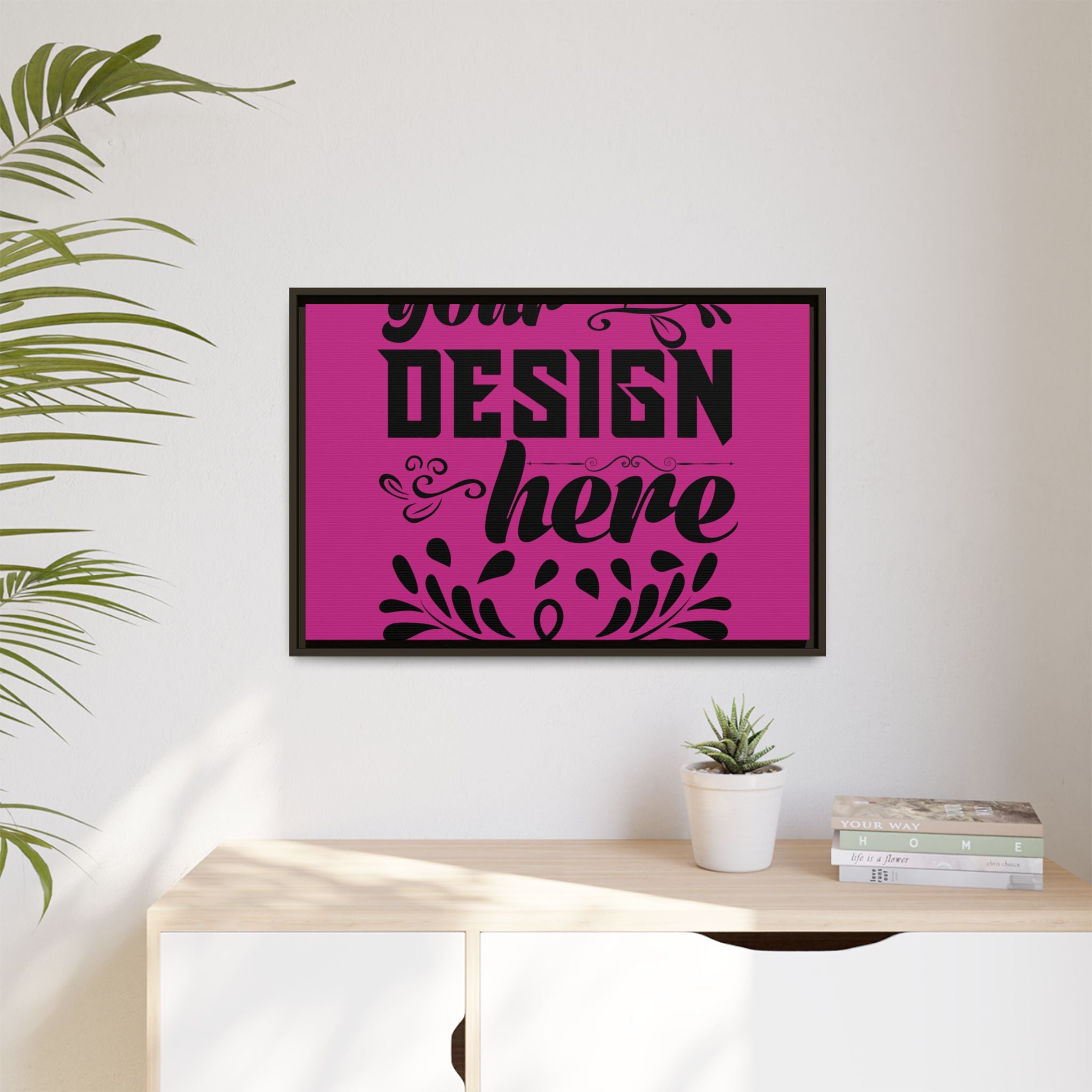 Customizable Framed Matte Canvas Print with Pinewood Frame Sawtooth Hanger