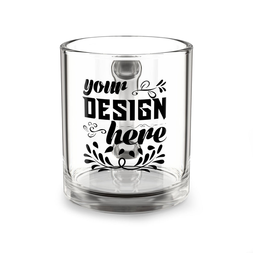 Customizable 10oz Clear Glass Mug with C Shaped Handle Heat Resistant