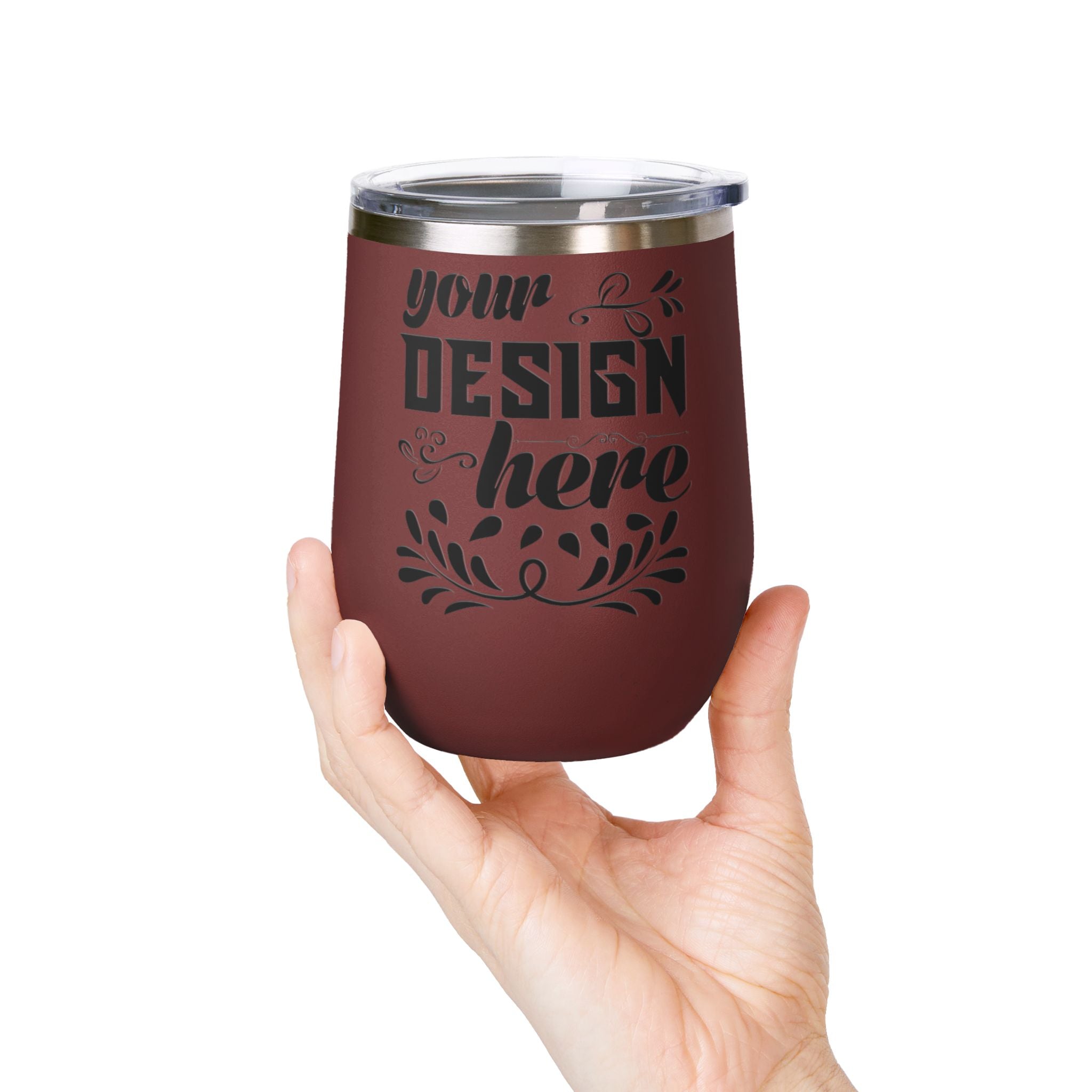 Customizable Polar Camel 12oz Stainless Steel Wine Tumbler Cup Lid