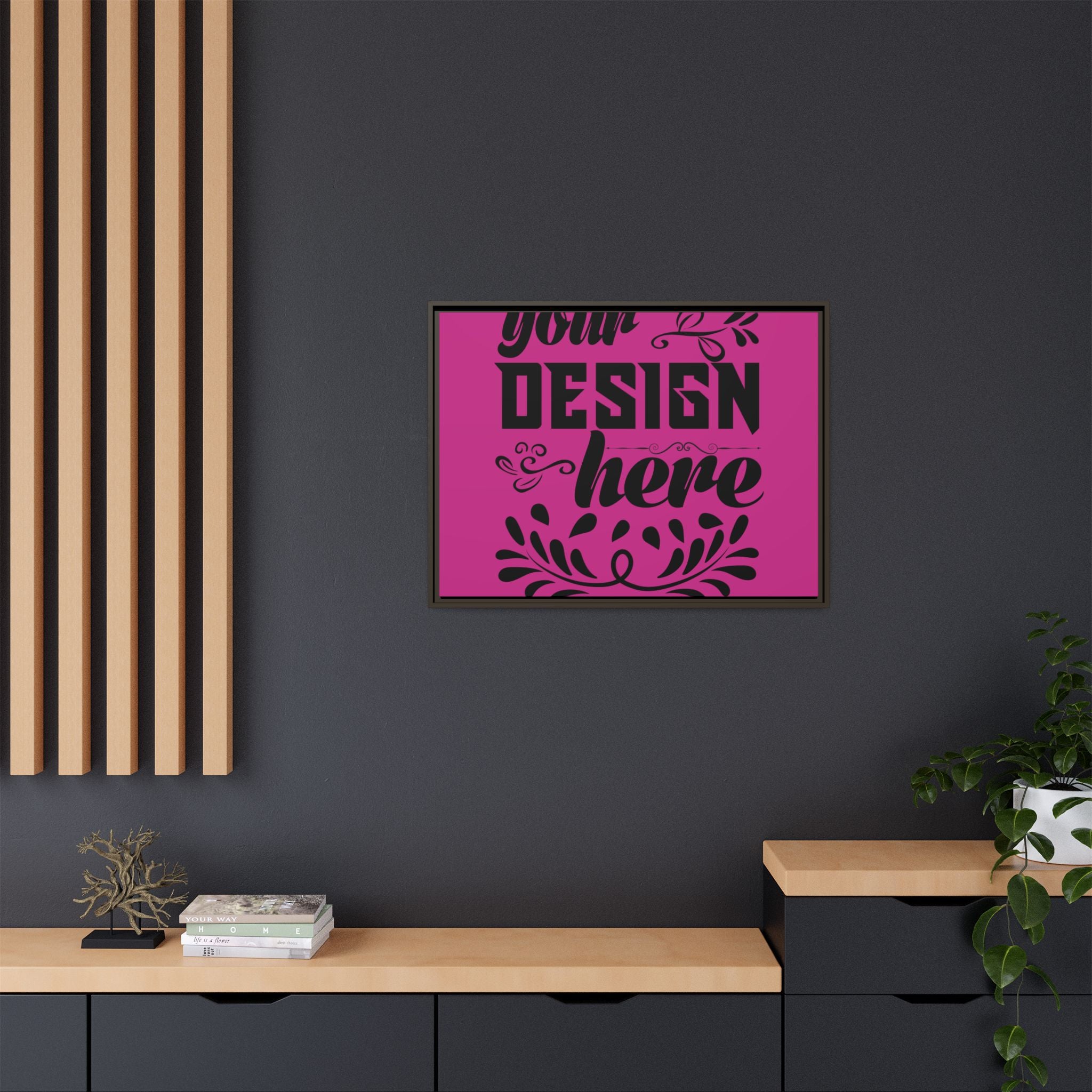 Customizable Framed Matte Canvas Print with Pinewood Frame Sawtooth Hanger