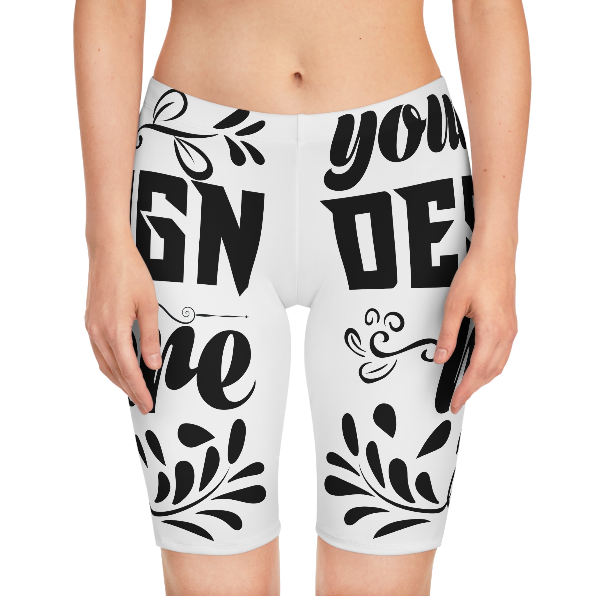 Customizable Womens Bike Shorts All Over Print Mid Waist Stretch