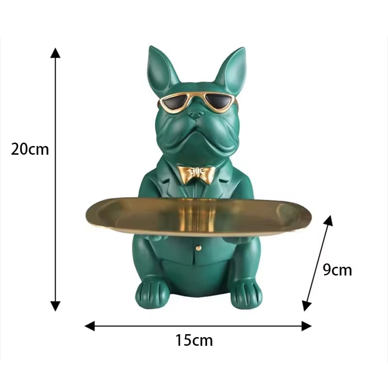 Modern Bulldog Decorative Tray Sculpture Minimal Table Organizer 
