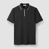 Nameria Mens Slim Fit Half Zip Polo Short Sleeve Cotton Blend
