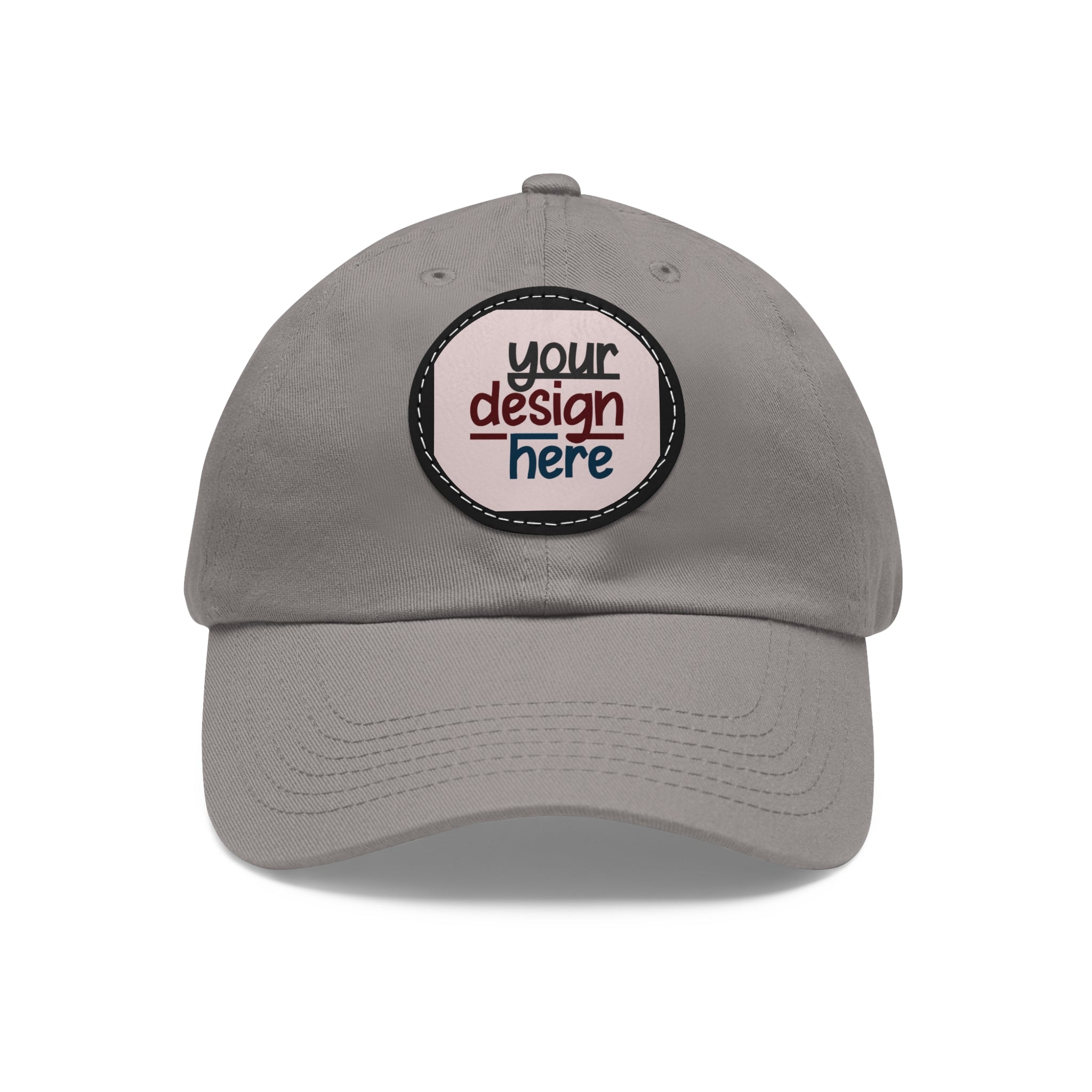 Customizable ValuCap VC300A Dad Hat with Round PU Leather Patch Front