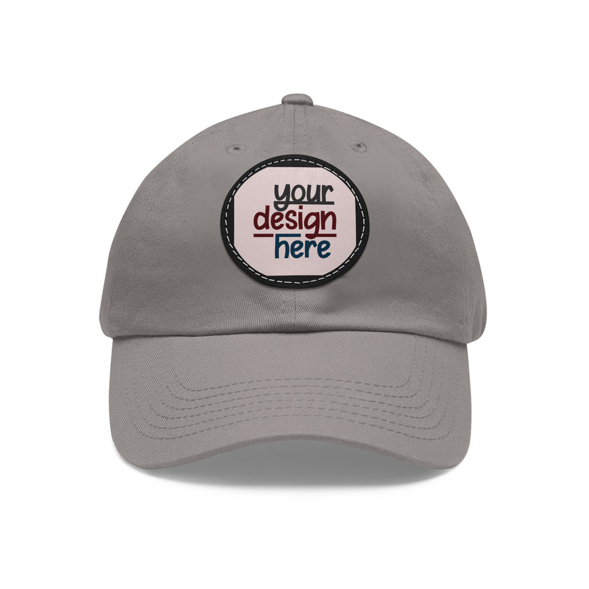 Customizable ValuCap VC300A Dad Hat with Round PU Leather Patch Front