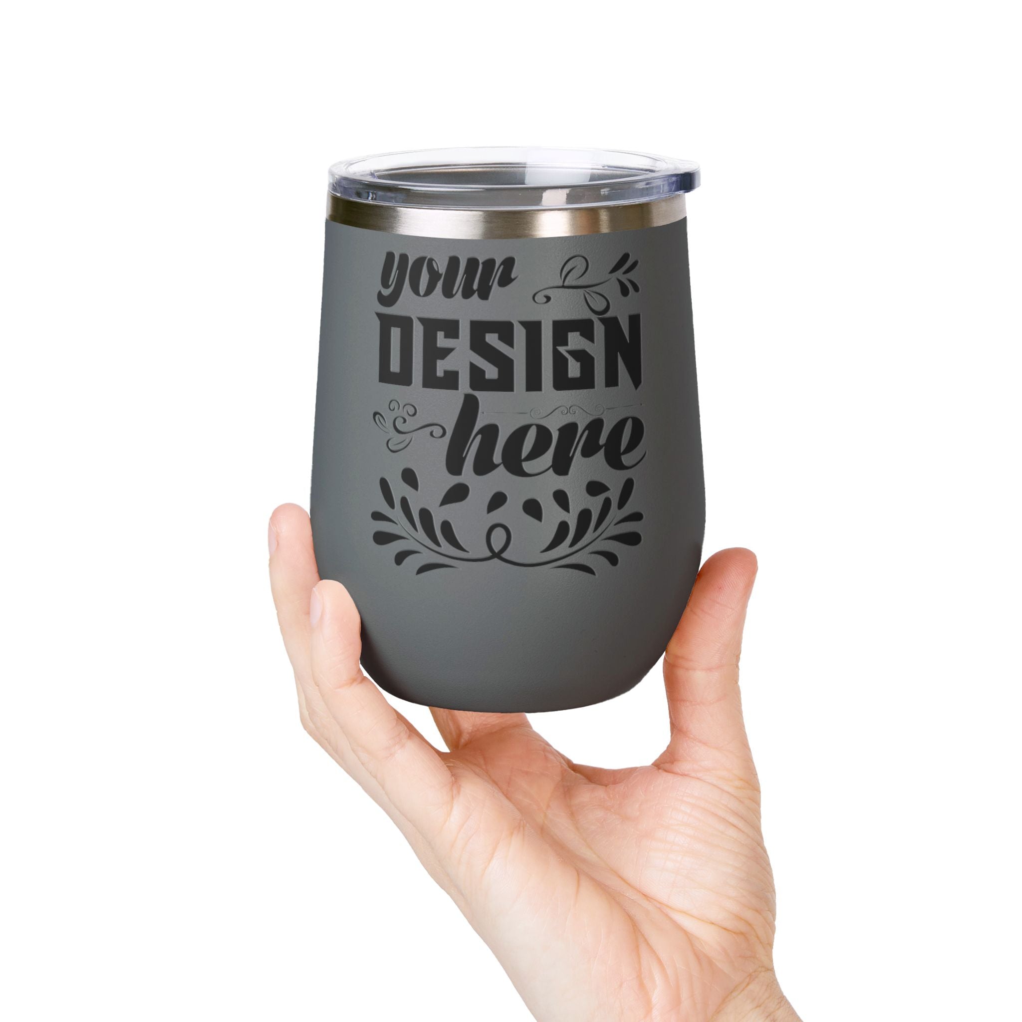 Customizable Polar Camel 12oz Stainless Steel Wine Tumbler Cup Lid