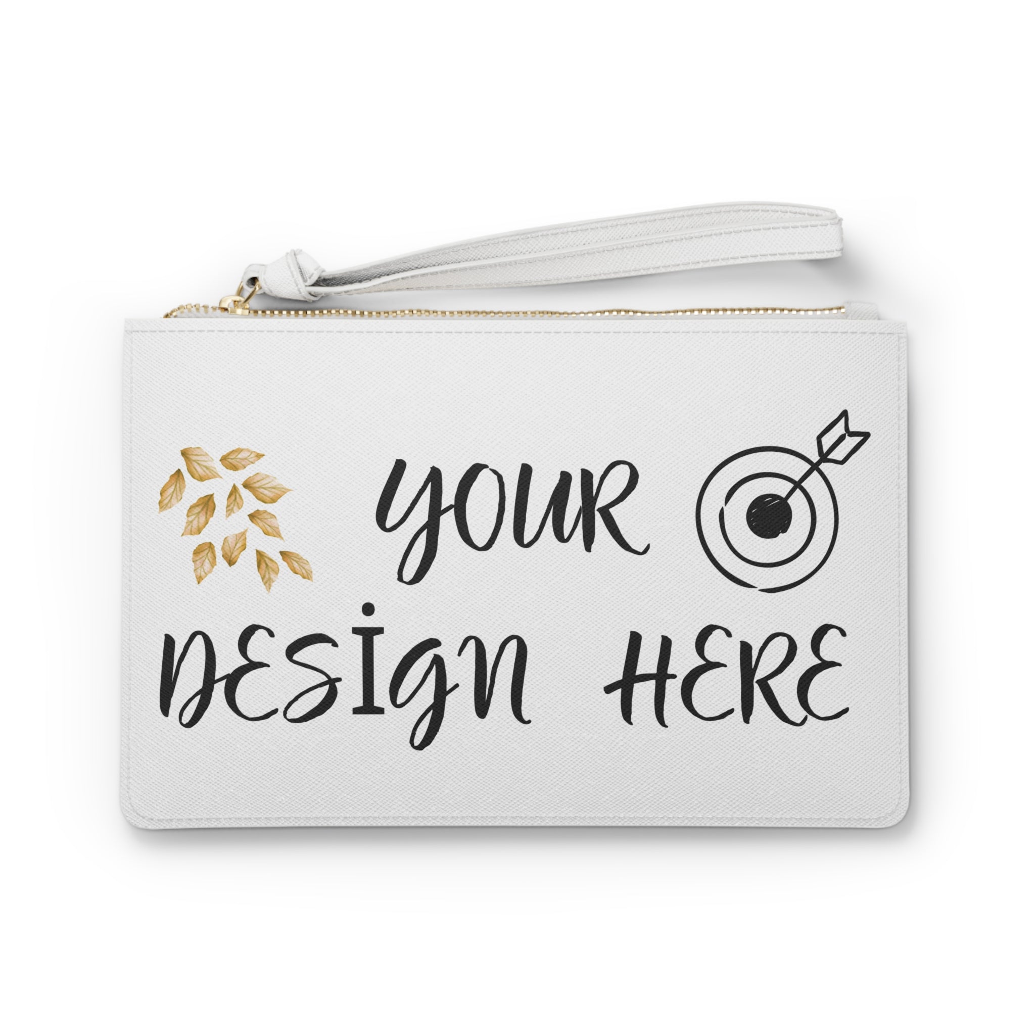 Customizable PU Leather Clutch Bag With Wrist Strap Double Sided Print