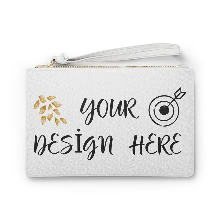 Customizable PU Leather Clutch Bag With Wrist Strap Double Sided Print