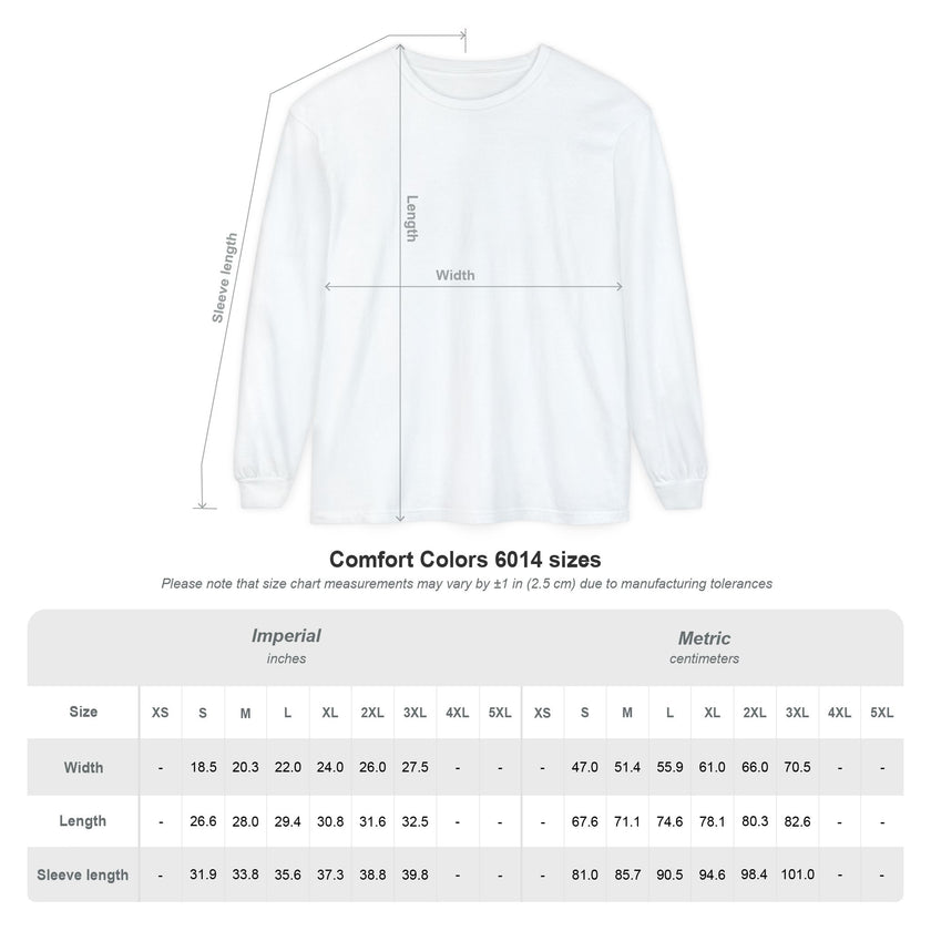 Customizable Comfort Colors 6014 Unisex Garment Dyed Long Sleeve T Shirt