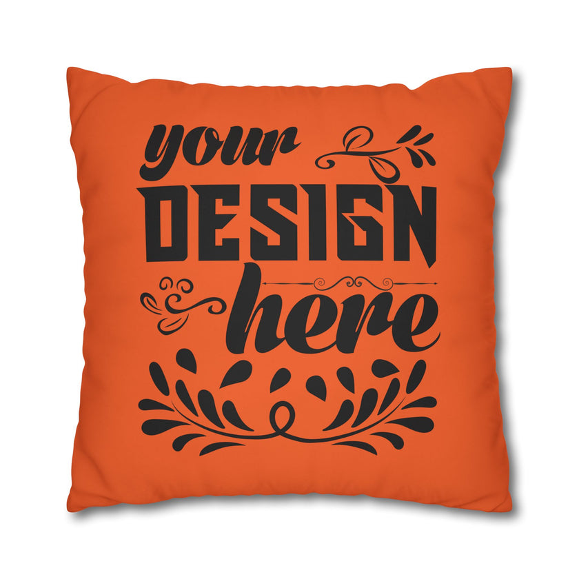 Customizable Square Poly Canvas Pillowcase with Concealed Zipper Closure