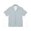 Men's Camp Collar Shirt | Linen-Texture Polyester Stripe