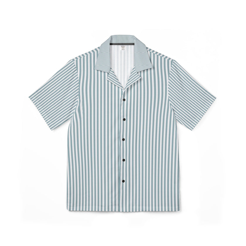 Men's Camp Collar Shirt | Linen-Texture Polyester Stripe