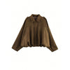 Nameria Suede Textured Lapel Bomber Jacket