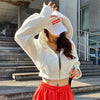 Nameria Stylish Zip Up Cropped Hoodie Terry Cotton