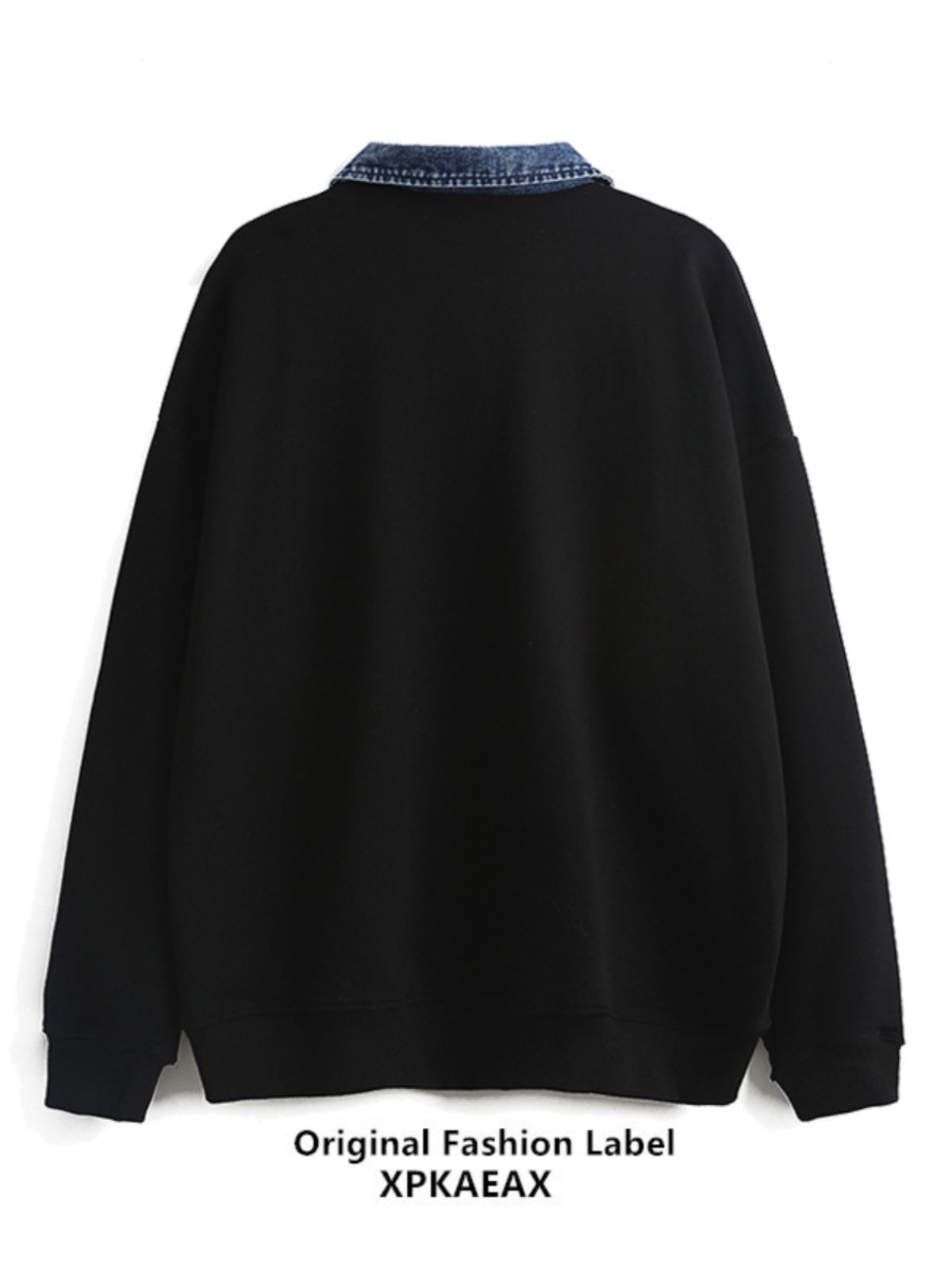 Nameria Unisex Oversize Denim Lapel Polo Sweatshirt