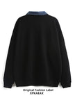 Nameria Unisex Oversize Denim Lapel Polo Sweatshirt