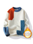 Nameria Round Neck Fleece Knit Sweater Ribbed Hem