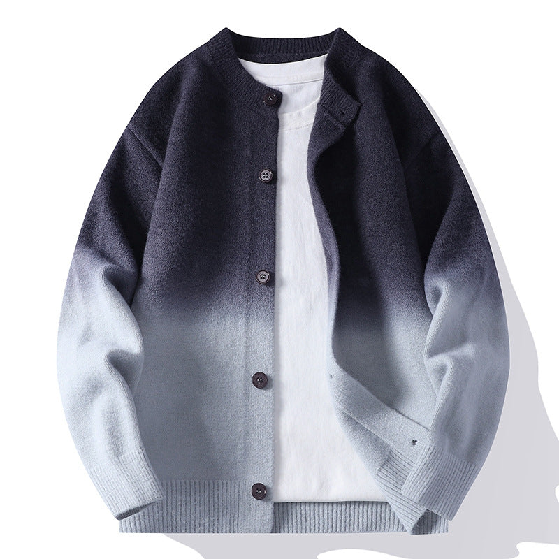 Nameria Button Front Knit Cardigan Round Neck Ribbed Hem