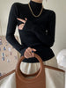 Nameria High Neck Rib Knit Top Slim Fit Base Layer