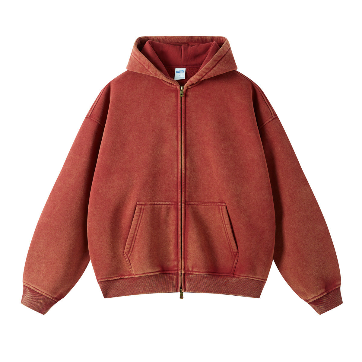 Nameria Unisex Retro Fleece Lined Hooded Zip Sweatshirt