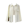Nameria French Hollow Out Crochet Polo Lapel Long Sleeve Shirt